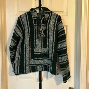 Green and white boho sweater
